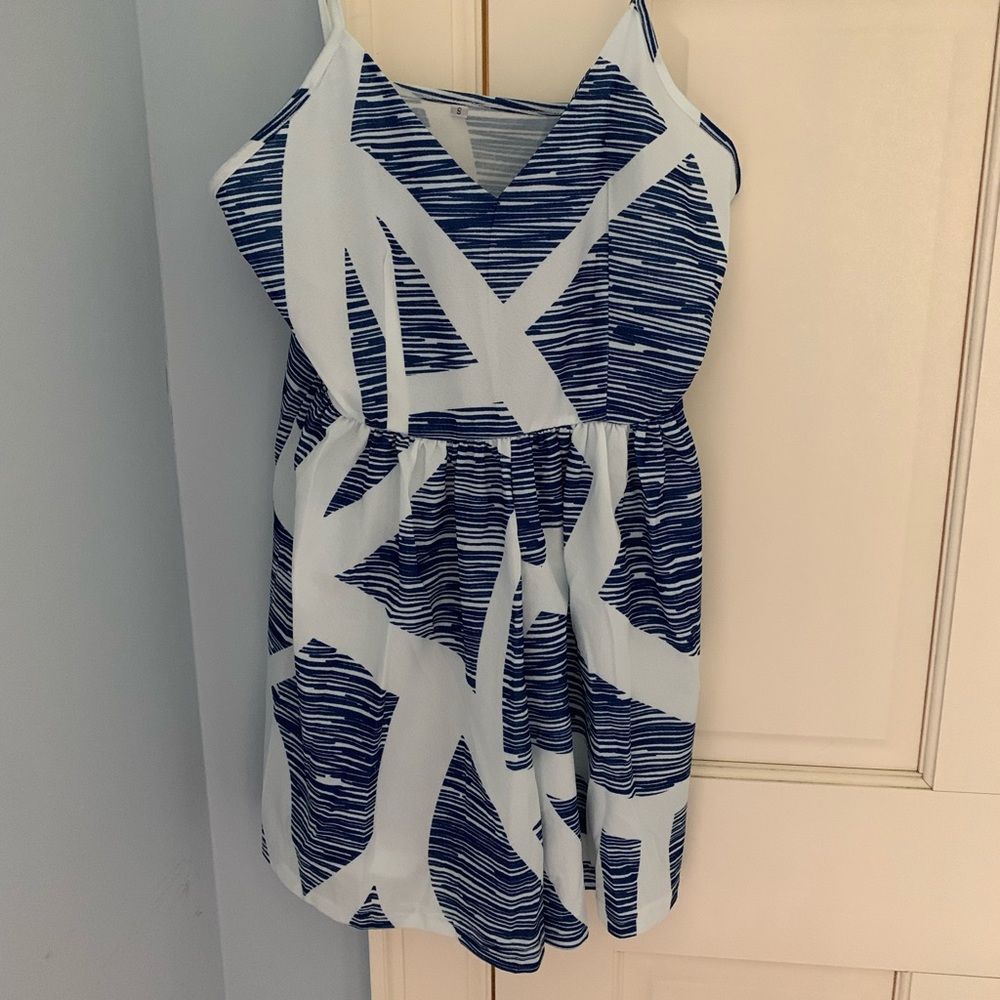 Blue and white spaghetti strap sundress size small
